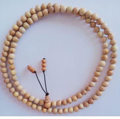 10 MM White Sandal Jap Mala apricot white