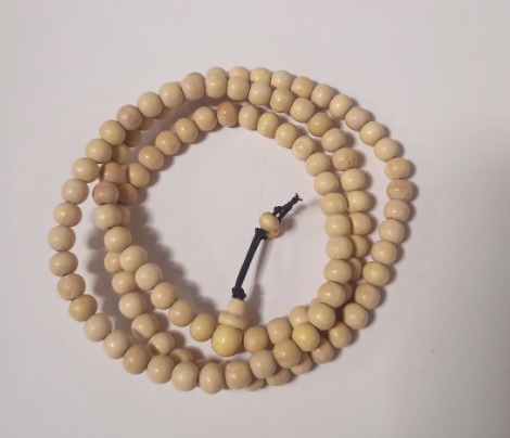 8 MM White Sandal Mala apricot white
