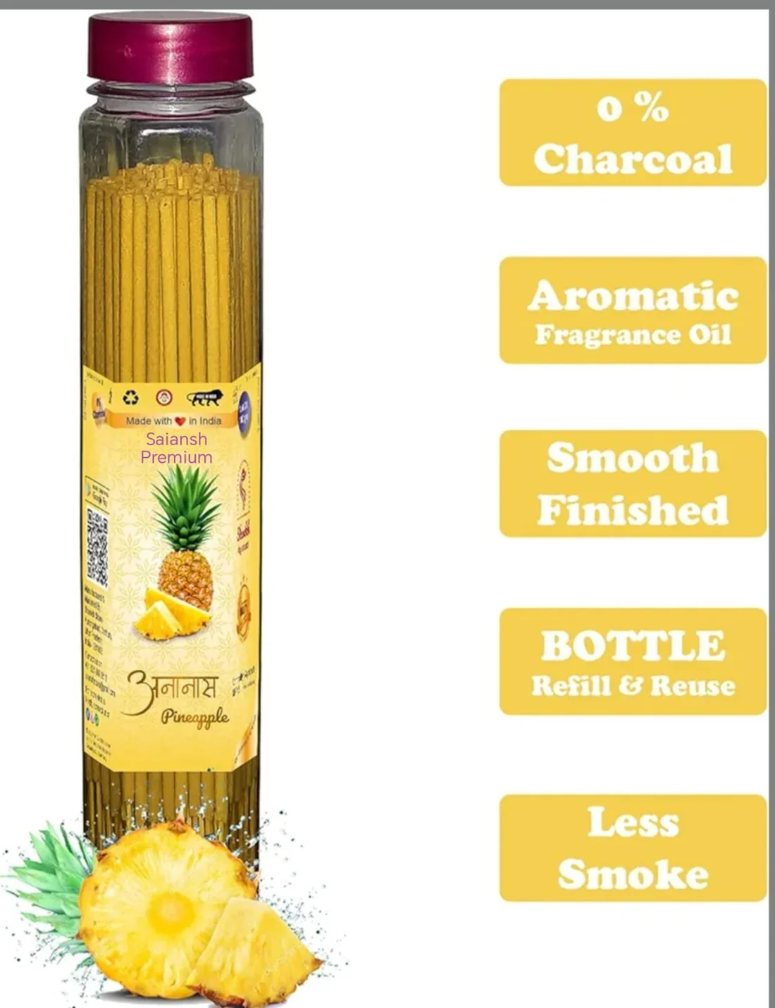 Saiansh Premium Agarbatti Pineapple Flavour (Incense Stick) 500gm - Pooja Needs | Buy online on ZillyBuy