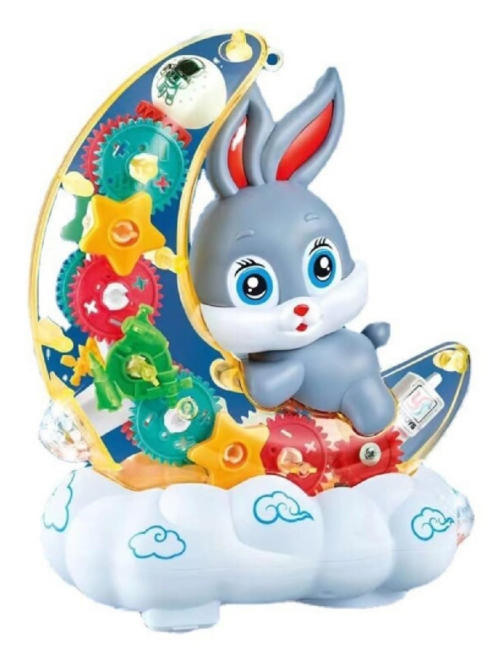 Gear Display Transparent Moon Rabbit Toy for Kids - 360 Degree Rotating With 3D Flashing LED Lights and Music (Color as per Stock) - Toys and Games | Buy online on ZillyBuy