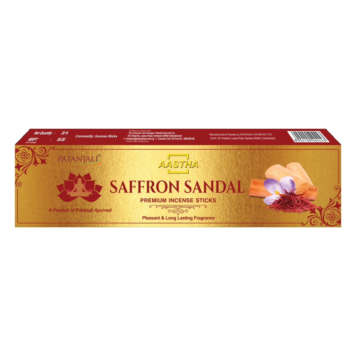 Patanjali Aastha Premium Agarbatti Saffron Sandal 20N - Pooja Needs | Buy online on ZillyBuy