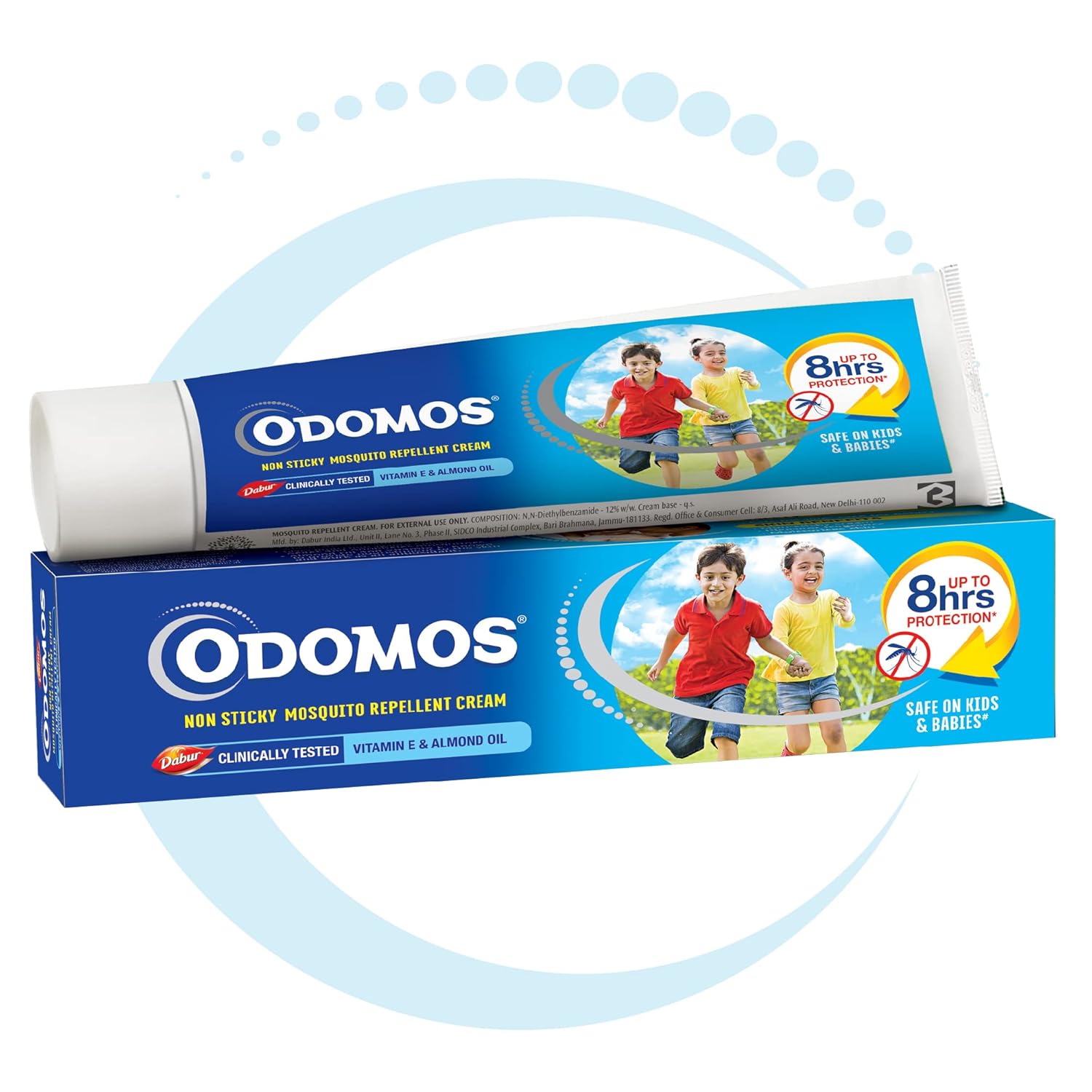 Odomos Non-Sticky Mosquito Repellent Cream With Vitamin E & Almond - 50 Gm