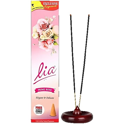 Lia Prime Rose Incense Stick/Agarbatti - Provides Long-Lasting Fragrance, 90 g - Pooja Needs | Buy online on ZillyBuy