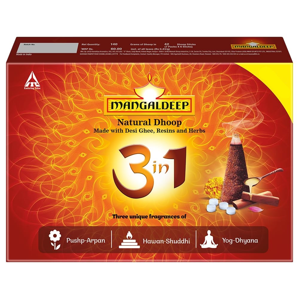Mangaldeep 3in1 Natural Dhoop 60 g - Pooja Needs | Buy online on ZillyBuy