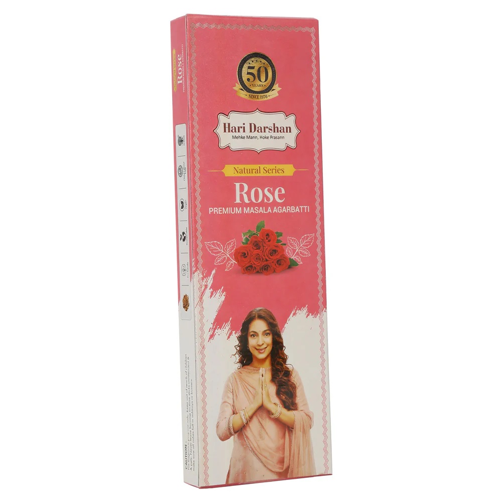 Hari Darshan ROSE - Premium Masala Agarbatti - Hand Rolled Natural Series Incense sticks 60gm - Pooja Needs | Buy online on ZillyBuy