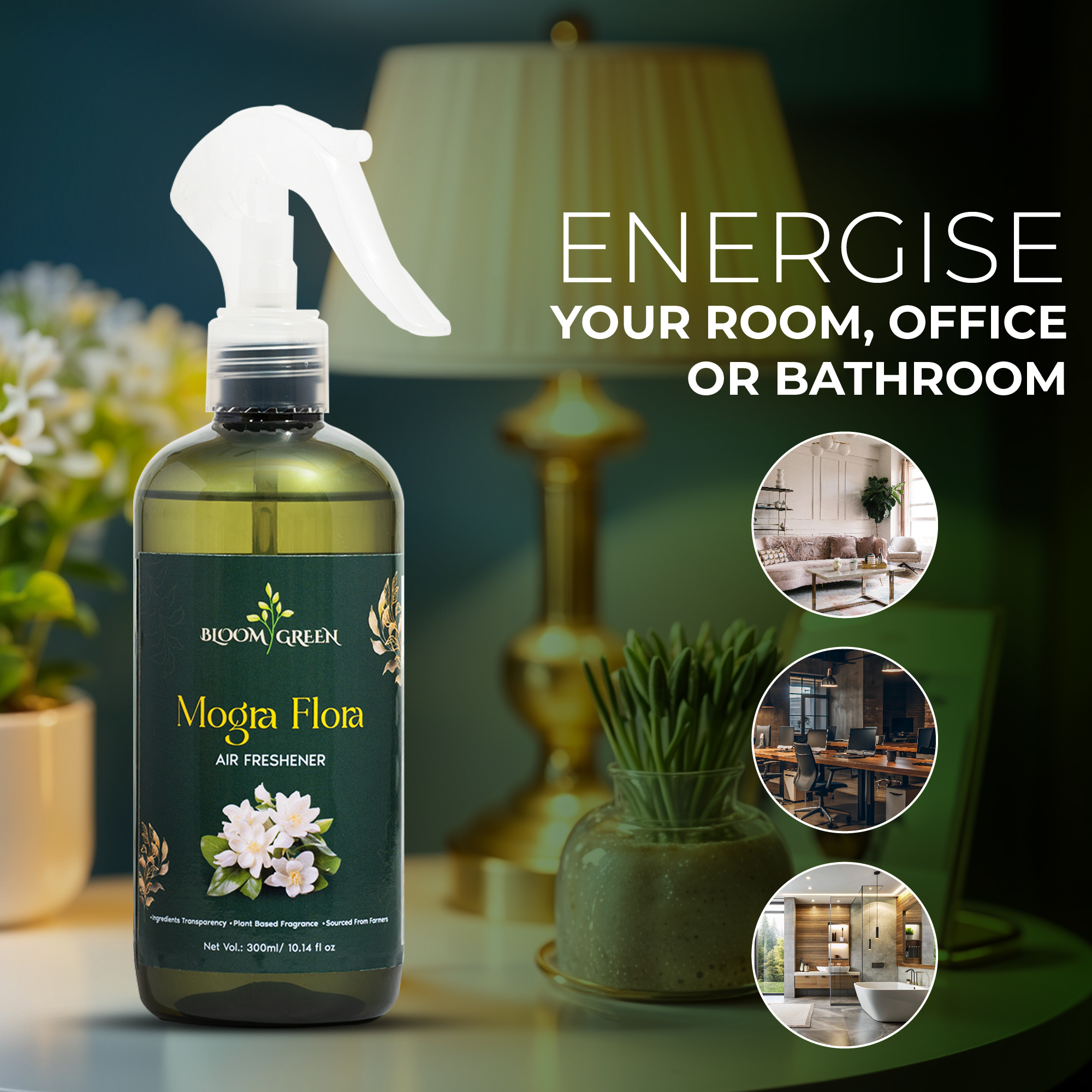 Mogra Flora Room Freshener Spray - Natural Fresh Floral Scent - Fresheners and Repellents | Buy online on ZillyBuy