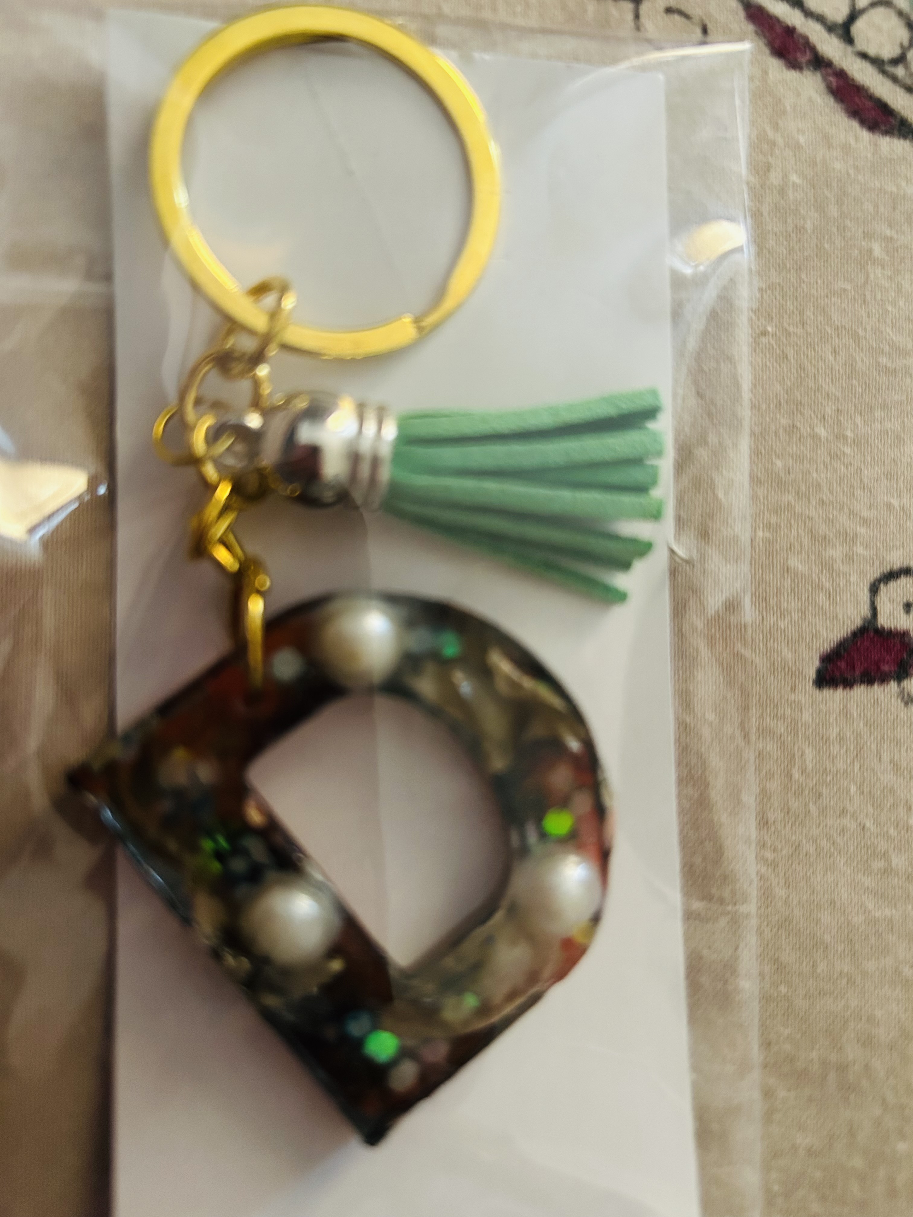 Resin keychain D alphabetical