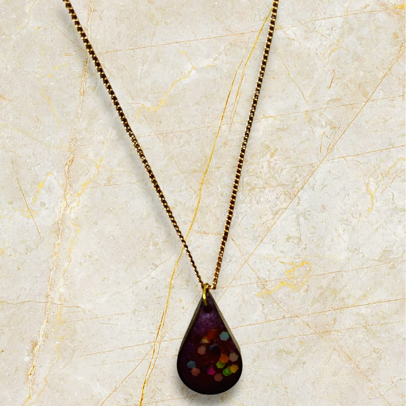 Resin pink sparkle pendent