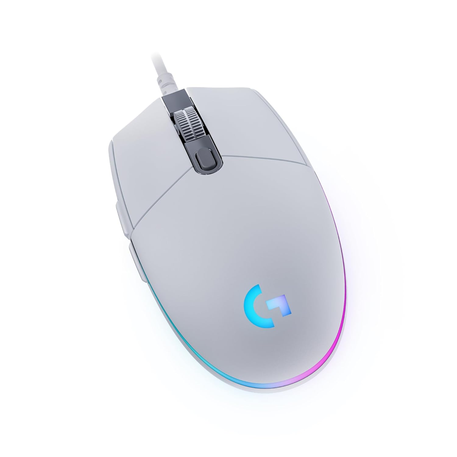 Logitech G203 Wired Gaming Mouse, 8,000 DPI, Rainbow Optical Effect LIGHTSYNC RGB, 6 Programmable Buttons, On-Board Memory, Screen Mapping, PC/Mac Computer and Laptop Compatible - White white