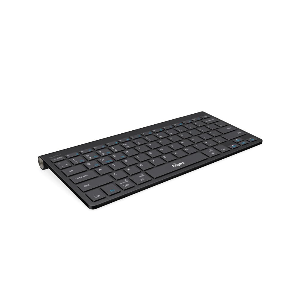 FINGERS Teeny Clicks Wireless Mini Bluetooth Keyboard (3-in-1: Connect 3 Devices, 5-in-1 black