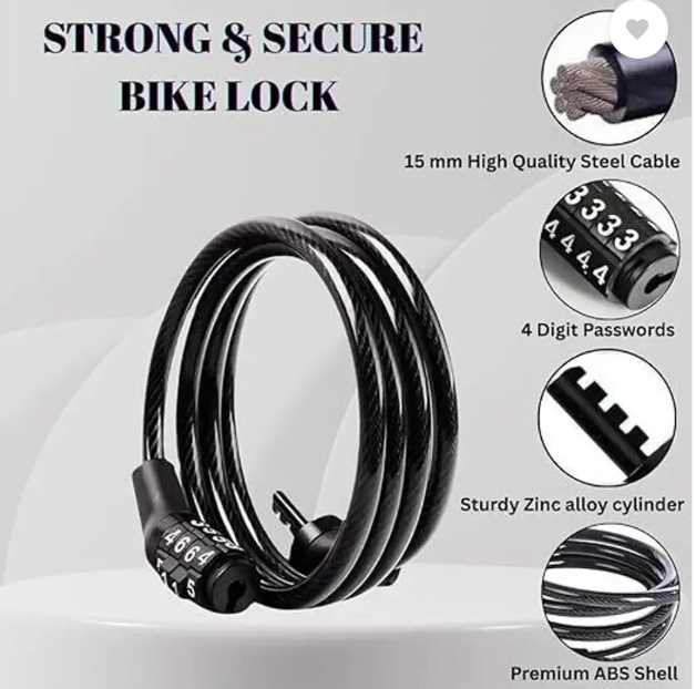 Orld Universal Number Chain Cable Bike/Bicycle Lock Cycle Lock 4 Digit Lock / Cycle Lock - Hardware, Tools and Home Safety | Buy online on ZillyBuy