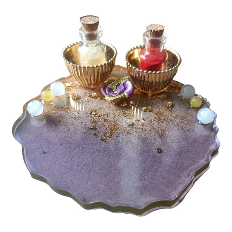 ART2ARTIST Handmade Tilak Platter | Pooja Tilak Thali | Roli Chawal Plate for Wedding Gift, Rakhsha Bhandhan, Bhai Dooj Decorative Platter Set for Laxmi/Ganesh Pooja (Purple) 4 Inch - Pooja Needs | Buy online on ZillyBuy