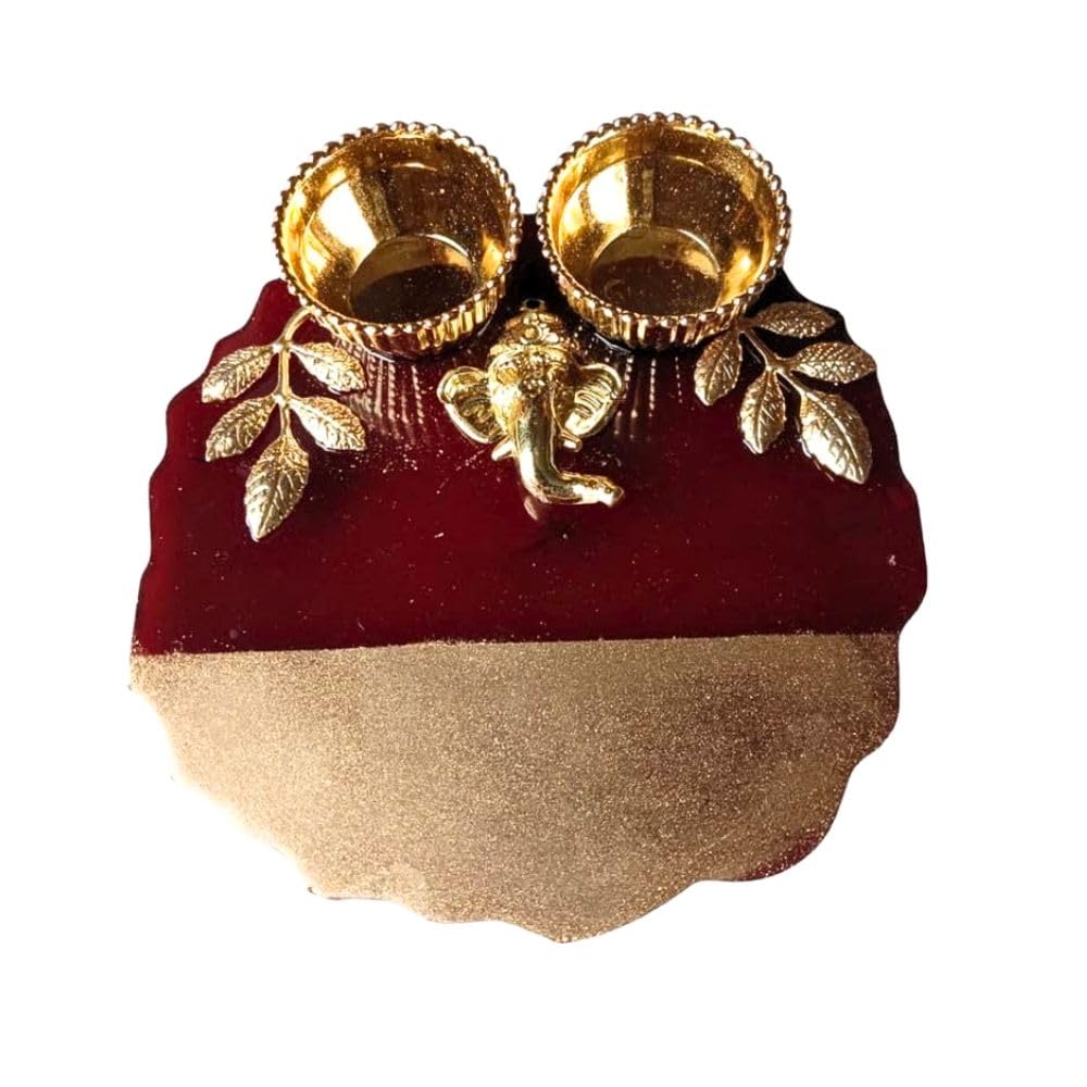 ART2ARTIST Resin Plate of Roli Chawal Platter for Rakhsha Bhandhan, Pooja Thali, Home Decorations,Diwali Gift | 4 Inch | Multicolor - Pooja Needs | Buy online on ZillyBuy
