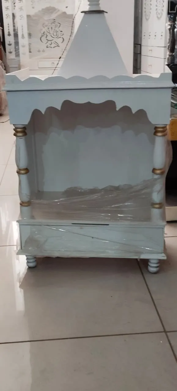 Wooden Mandir  Without Window 12x21 white