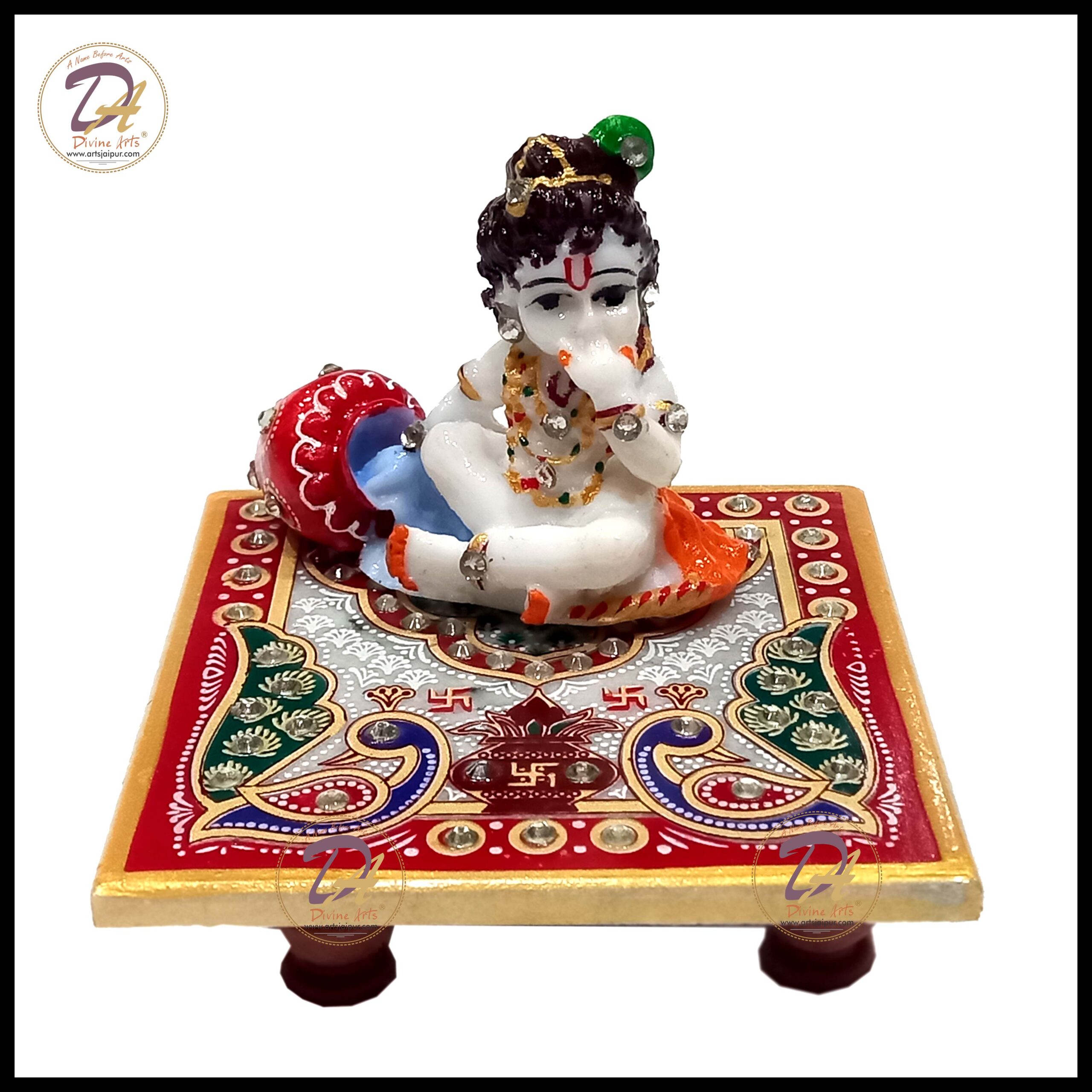 Marble Chowki Ladoo Gopal ji brick red