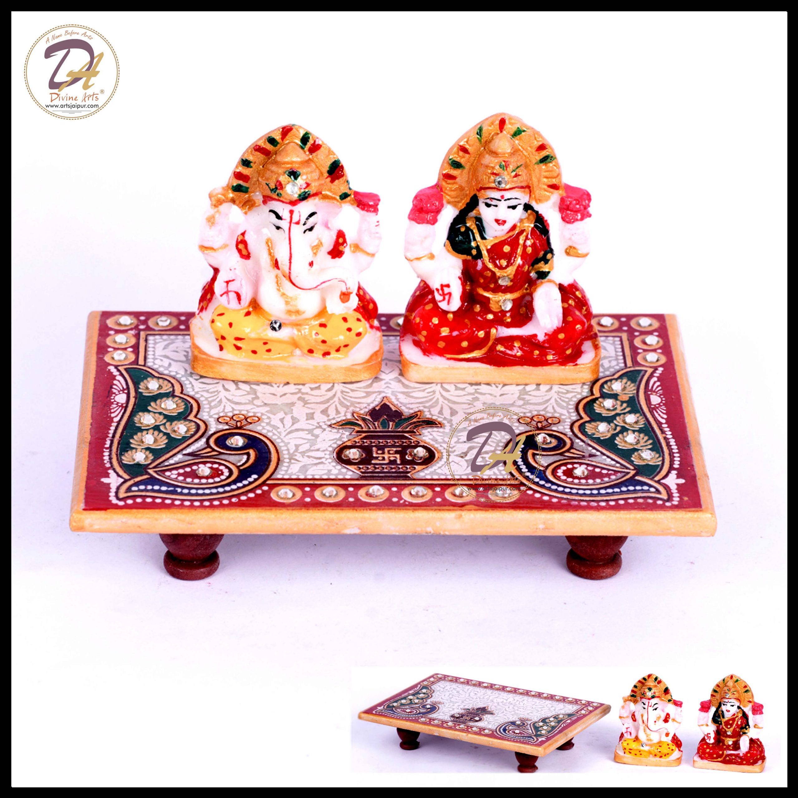 Marble Chowki Lakshmi Ganesha brick red