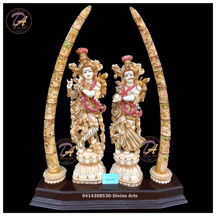 Marble Dust Radha Krishna Statue white