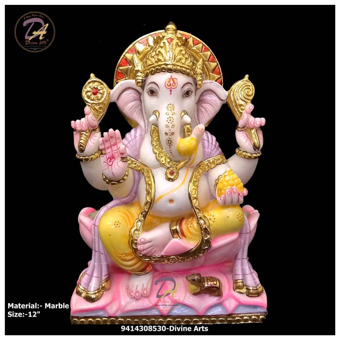 Marble Vinayaka Statue fair pink