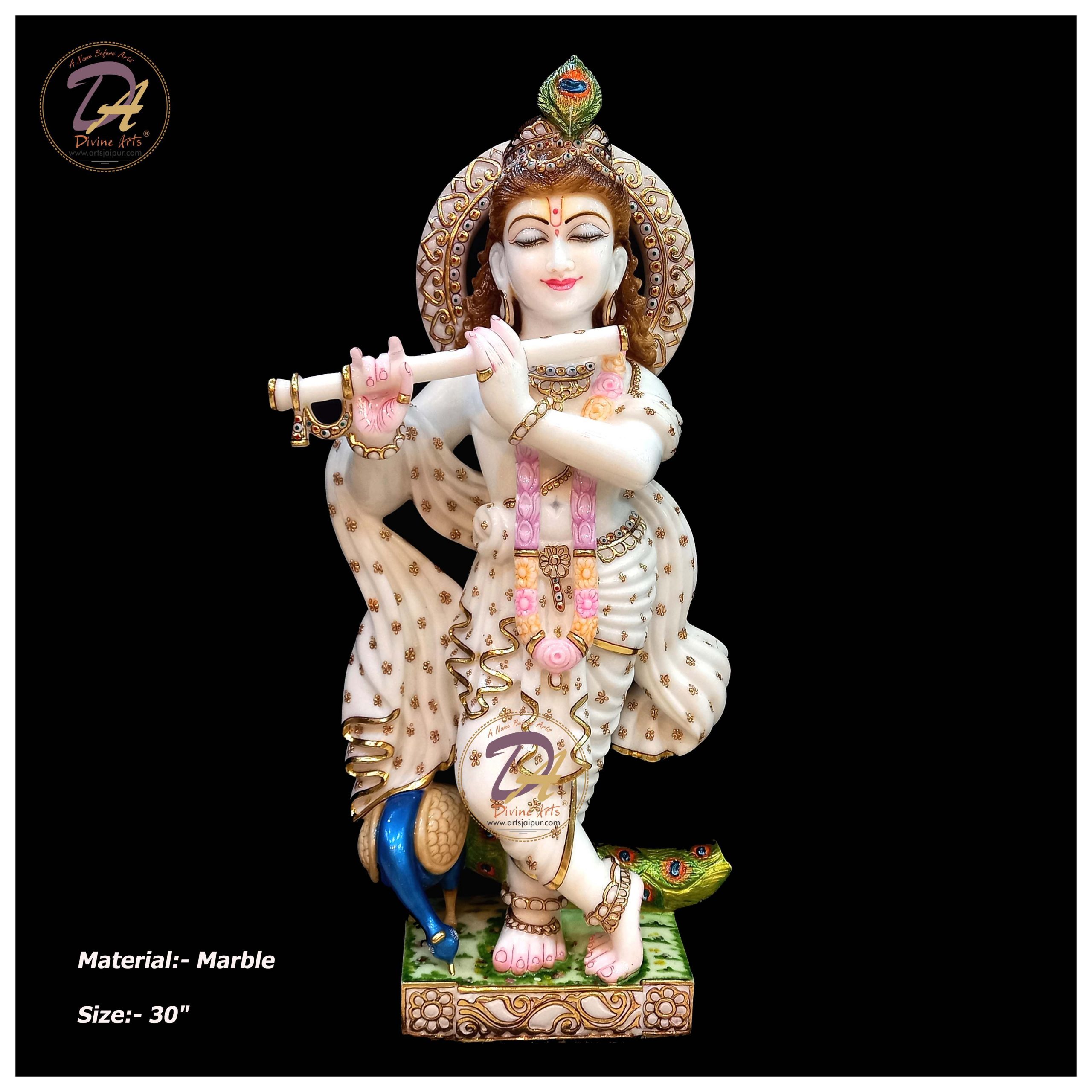 Marble Krishna Statue white