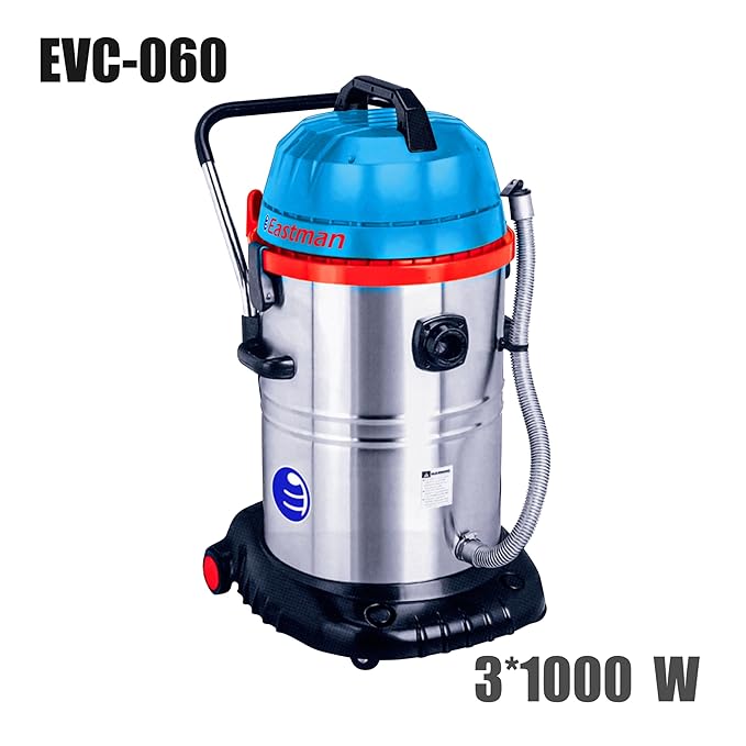 Eastman Wet & Dry Vacuum Cleaner with 60 litres Tank Capacity, 3x1000W and 25 KPa Suction Power for Home Use with Blower Function, Stainless Steel Body (Black/Red/Blue/Steel)- EVC-060 - Hardware, Tools and Home Safety | Buy online on ZillyBuy