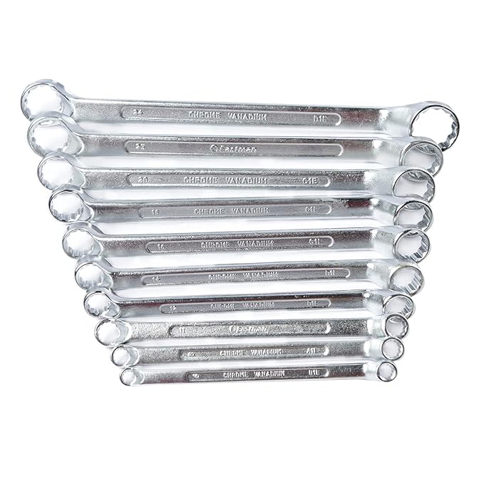 Eastman Bi Hexagonal Ring Spanners Set with Maxi-Drive system- Shallow Offset - Crv Set Of 10Pcs, Kit-06-100MH, Chrome Vanadium Steel, Chrome Plated Wrench Set Tools (E-2006) - Hardware, Tools and Home Safety | Buy online on ZillyBuy