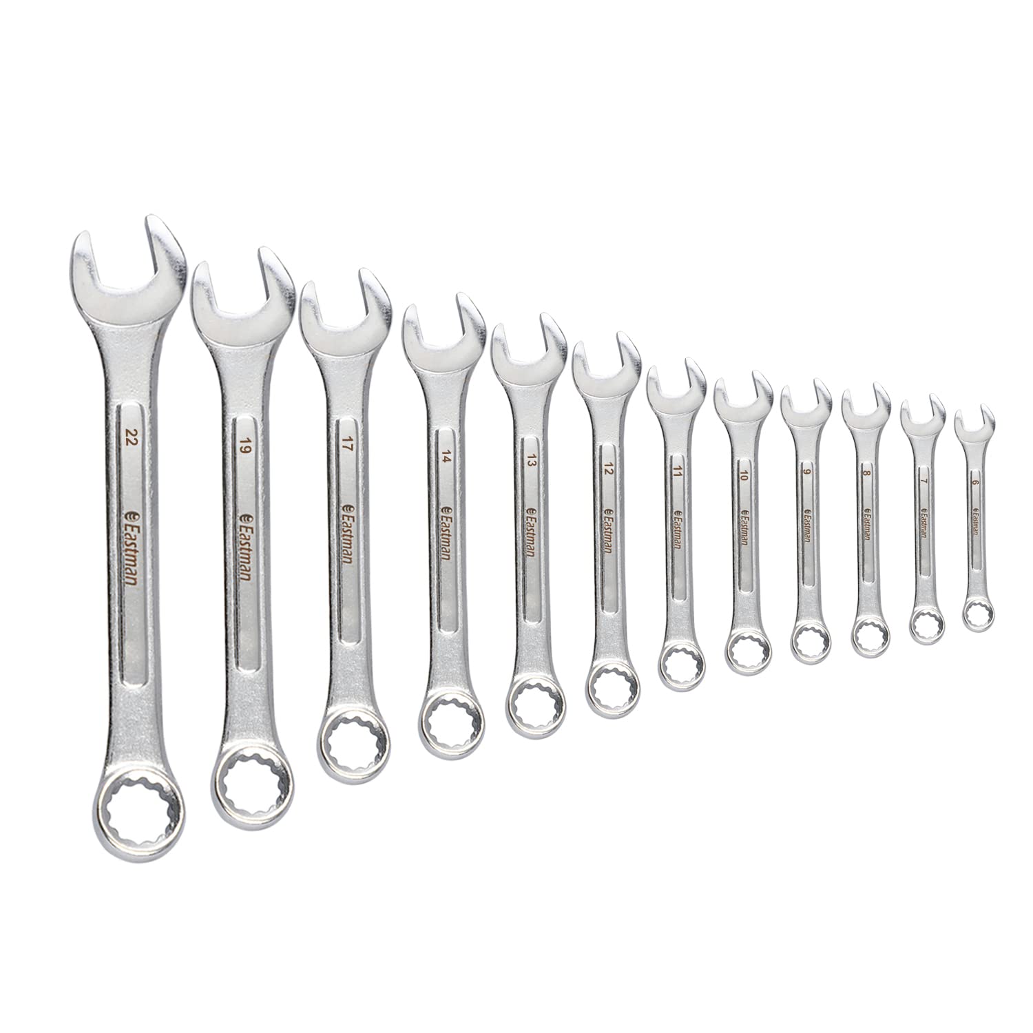 Eastman Combination Spanners - Recessed Panel, Kit-05-120M, Chrome Vanadium Steel, Chrome Plated Set of 12 pcs, Ring Spanner Set Wrench Set Tools (E-2005) - Hardware, Tools and Home Safety | Buy online on ZillyBuy