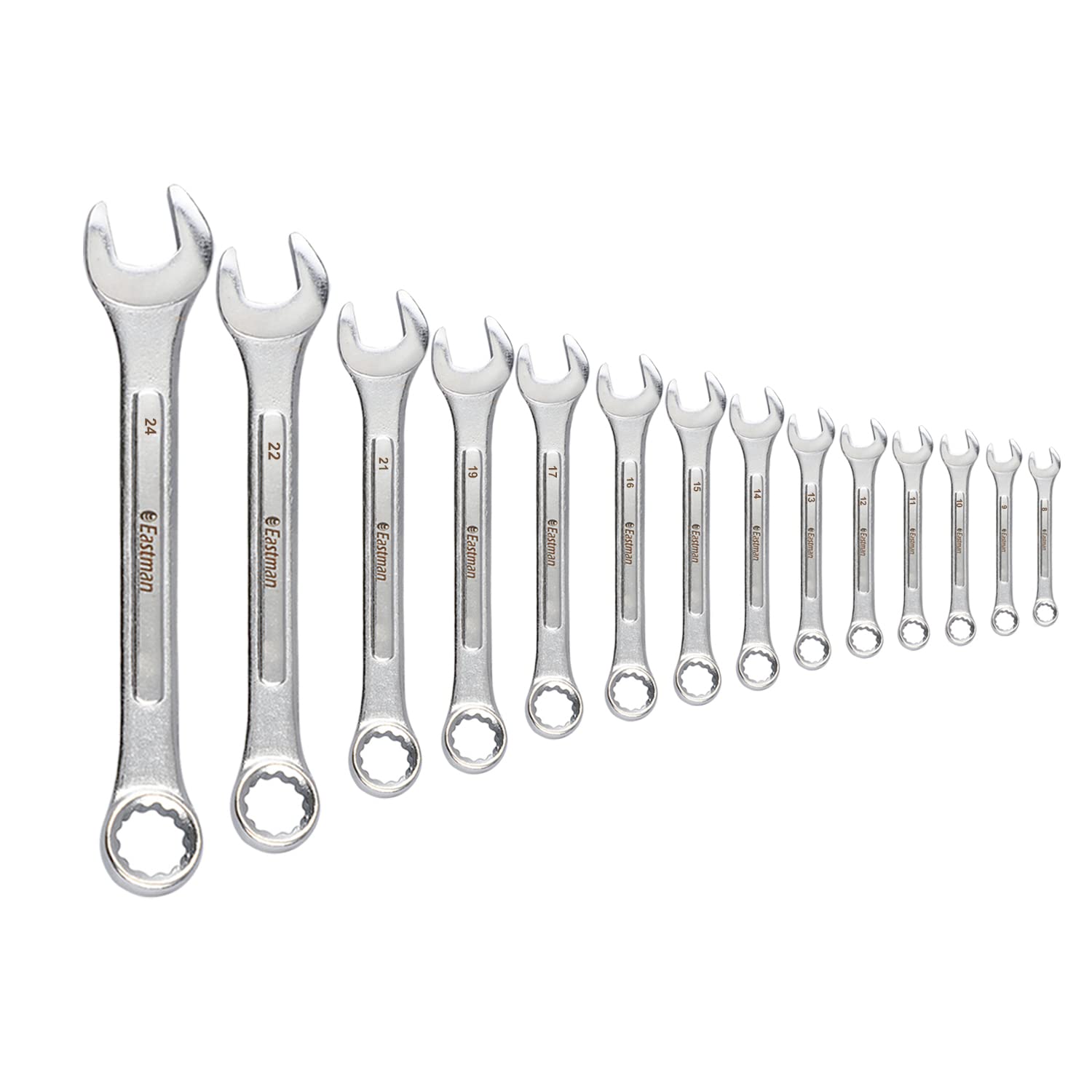 Eastman Combination Spanners - Recessed Panel, Kit-05-140M, Chrome Vanadium Steel, Chrome Plated Set of 14 pcs, Ring Spanner Set Wrench Set Tools (E-2005) - Hardware, Tools and Home Safety | Buy online on ZillyBuy