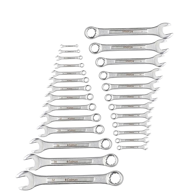 Eastman Combination Spanners - Recessed Panel, Kit-05-205-260HS, Chrome Vanadium Steel, Chrome Plated Set of 26 pcs, Ring Spanner Set Wrench Set Tools (E-2005) - Hardware, Tools and Home Safety | Buy online on ZillyBuy