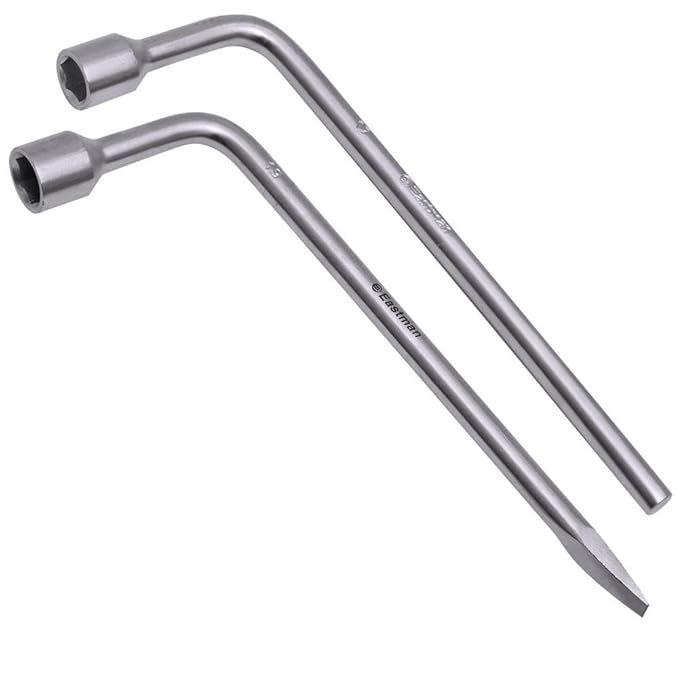 Eastman L-Type Spanners Set of 1Pcs, 18 Mm Indica Ace, Selected High Carbon Steel Chrome Plated Sliver Color Wheel Nut Spanner For Cars Single Sided Wrench (E-2011) - Hardware, Tools and Home Safety | Buy online on ZillyBuy