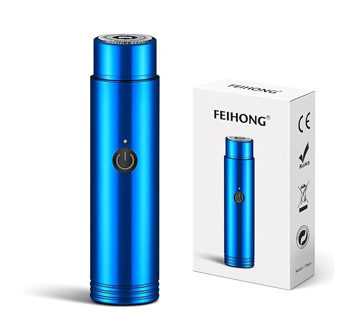 mini portable electric shaver blue rechargeable head face armpit use travel size