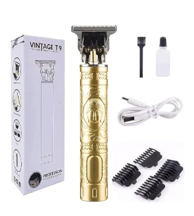 vintage t9 professional hair trimmer gold waterproof rechargeable with accessories