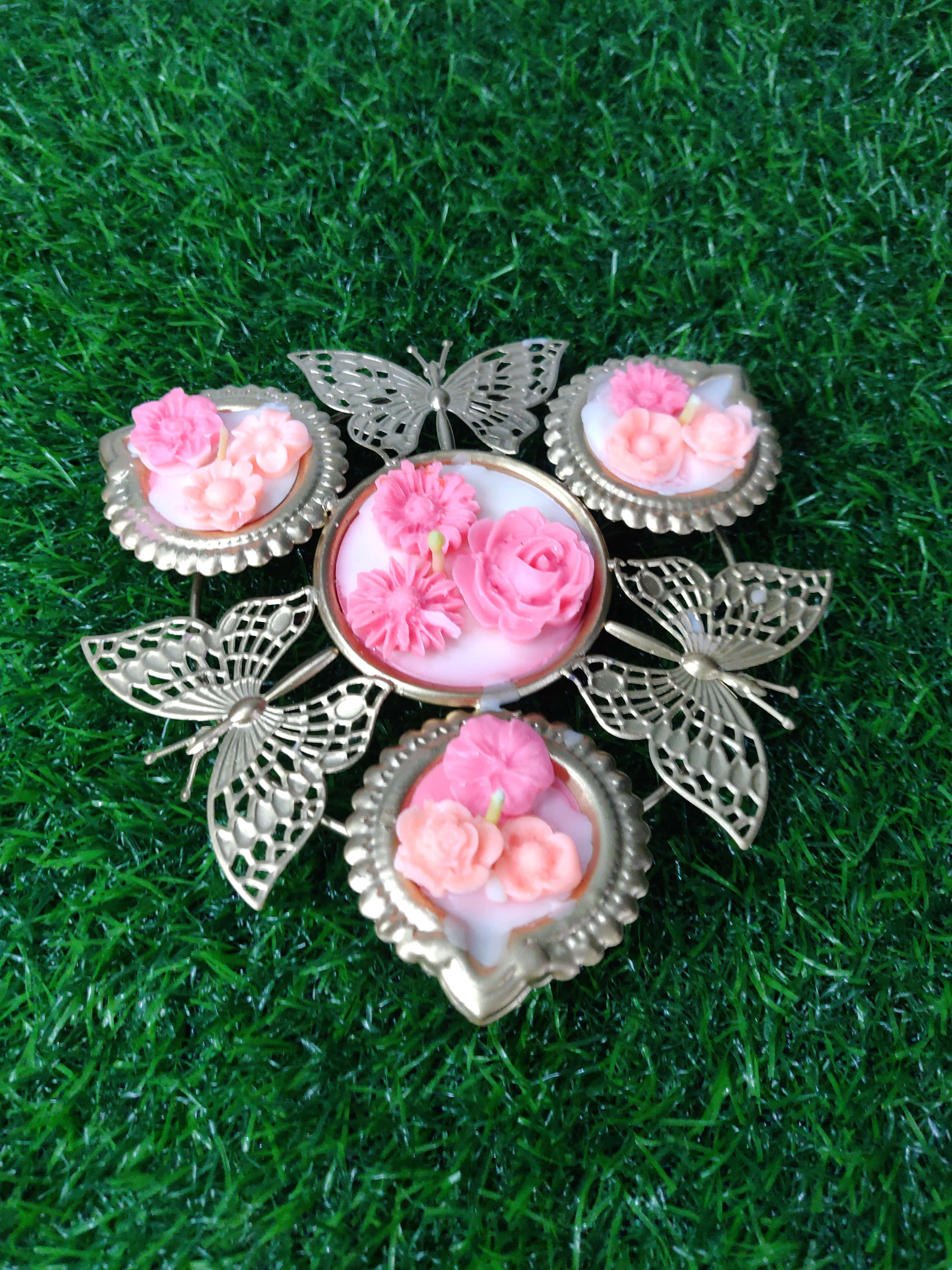 metal golden designer butterfly urli for diwali and festival