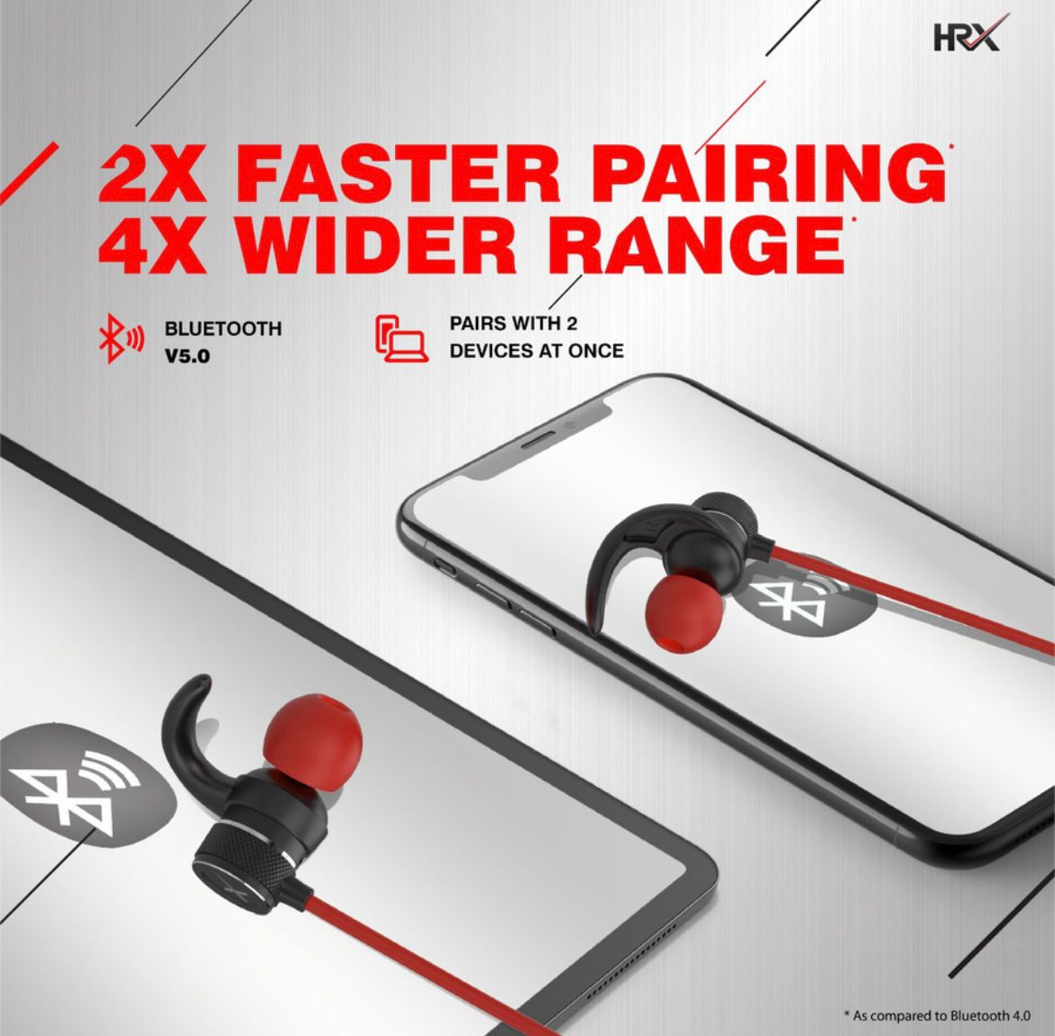 HRX X-Wave 13R_3 Bluetooth  (Sunrise Red, In the Ear)