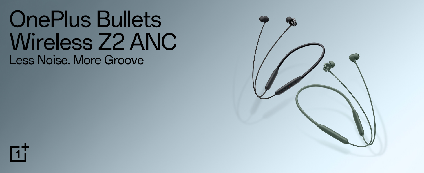 OnePlus Bullets Wireless Z2 ANC  Neckband with Active Noise Cancellation (IP55 Water Resistant, Upto 28 Hours Playback, Booming Black)