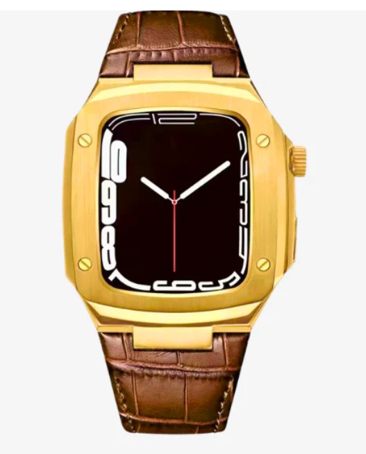 Golden - Luxury Stainless Steel Case & Genuine Leather Strap - Watch Strap Band | Buy online on ZillyBuy