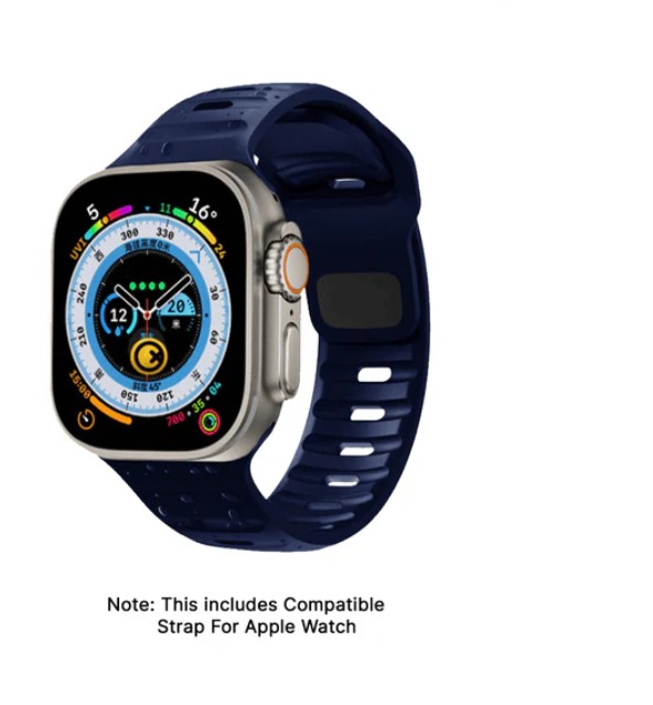 Mars - Magnetic Silicone Apple Watch Strap - Dark Blue 49 MM - Watch Strap Band | Buy online on ZillyBuy