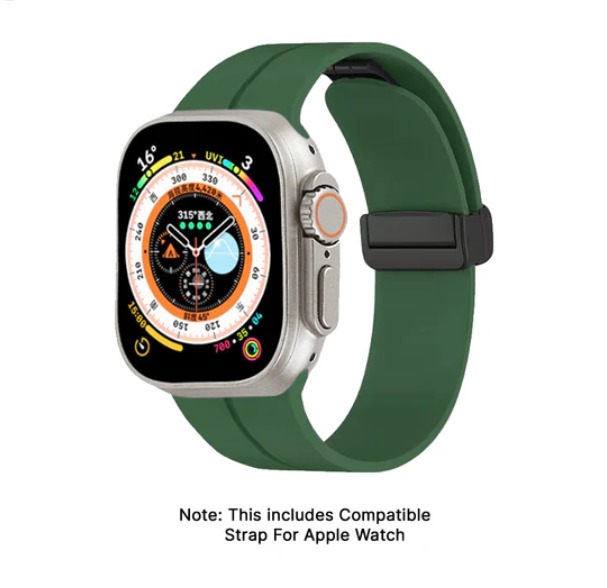 Leaf - Soft Steel Magnetic Buckle Apple Watch Strap - Green 42 MM - Watch Strap Band | Buy online on ZillyBuy