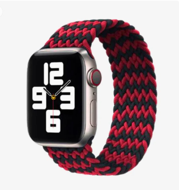 Zara - Artisan-crafted Elastic Braided Nylon Loop - Red Black 49 MM - Watch Strap Band | Buy online on ZillyBuy