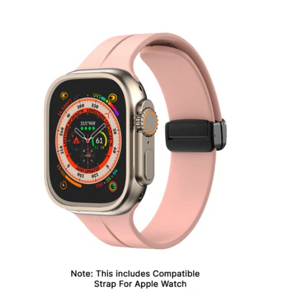 Lilly - Soft Steel Magnetic Buckle Apple Watch Strap - Pink 49 MM - Watch Strap Band | Buy online on ZillyBuy