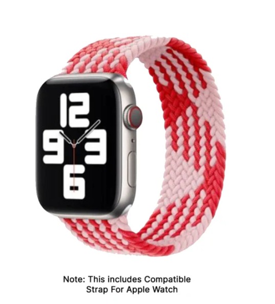 Pinku - Artistic Braided Nylon Apple Watch Strap - Pink-Red 45 MM - Watch Strap Band | Buy online on ZillyBuy