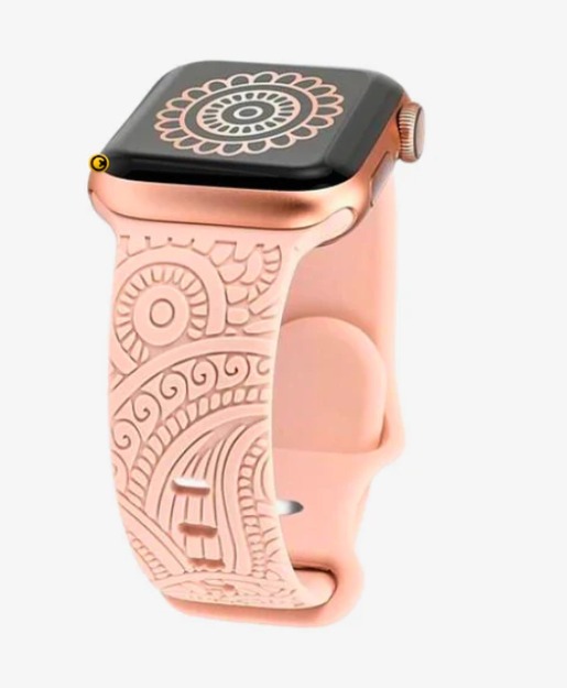 Barbie - Floral Engraved Pattern Apple Watch Strap - Pink 41 MM - Watch Strap Band | Buy online on ZillyBuy
