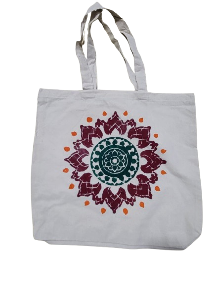 Hand painted canvas shoulder bag