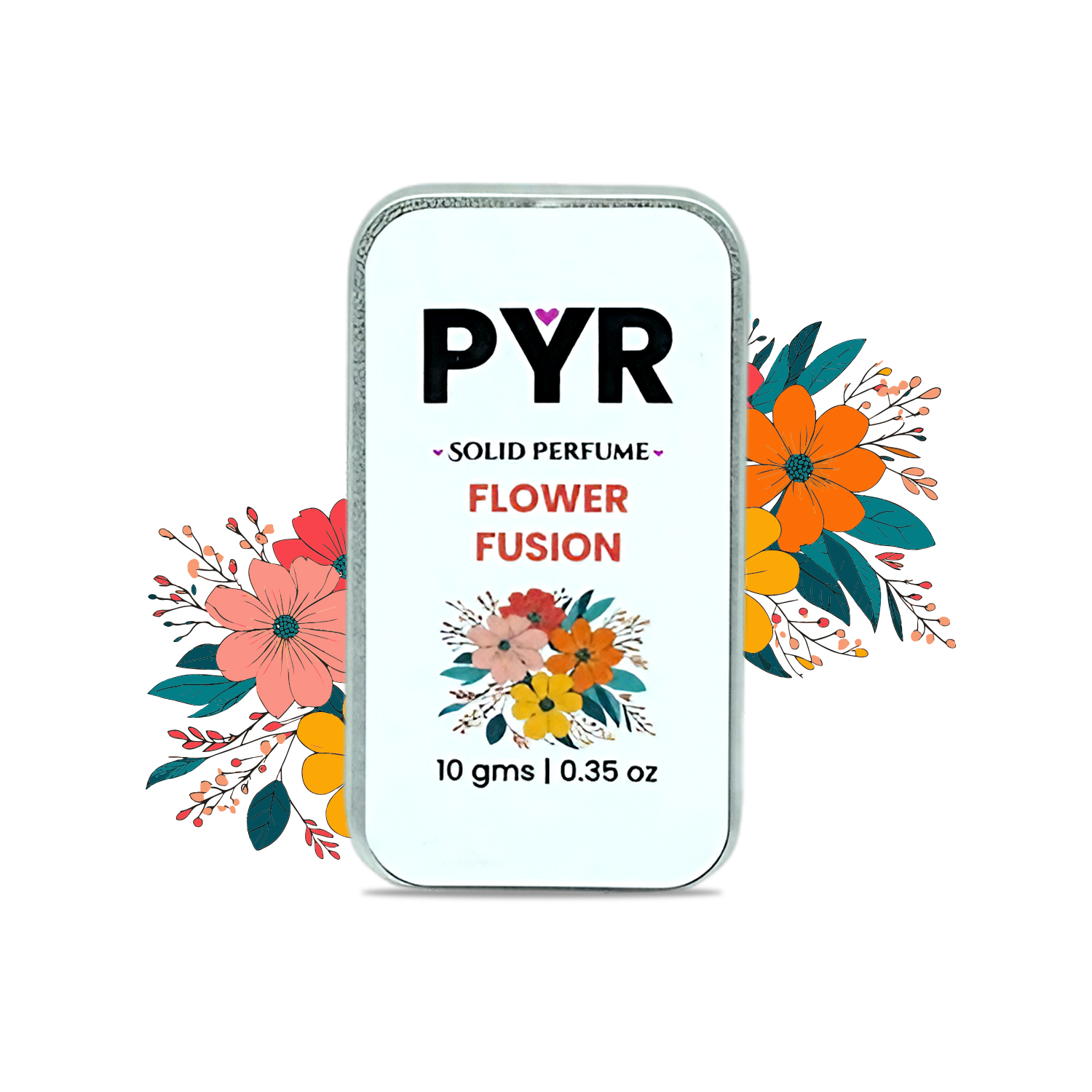 PYR Flower Fusion Solid Perfume 10g for Women  Alcohol-Free, Long-Lasting