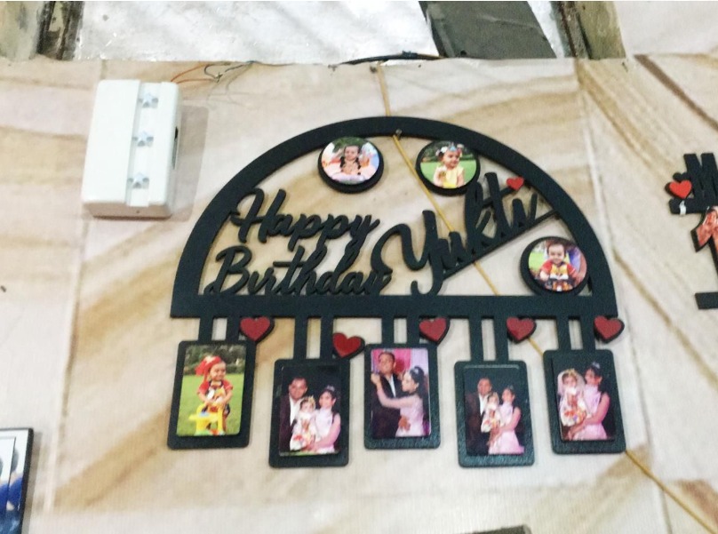 Wooden photo collage frame white