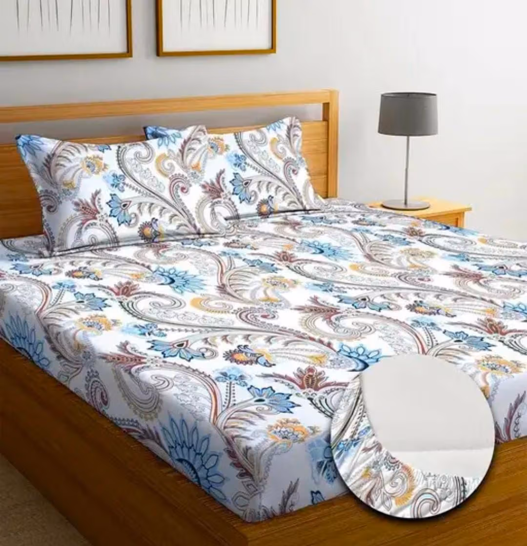 homdazal Microfibre Floral Fitted ( Queen Size ) - Multi b white