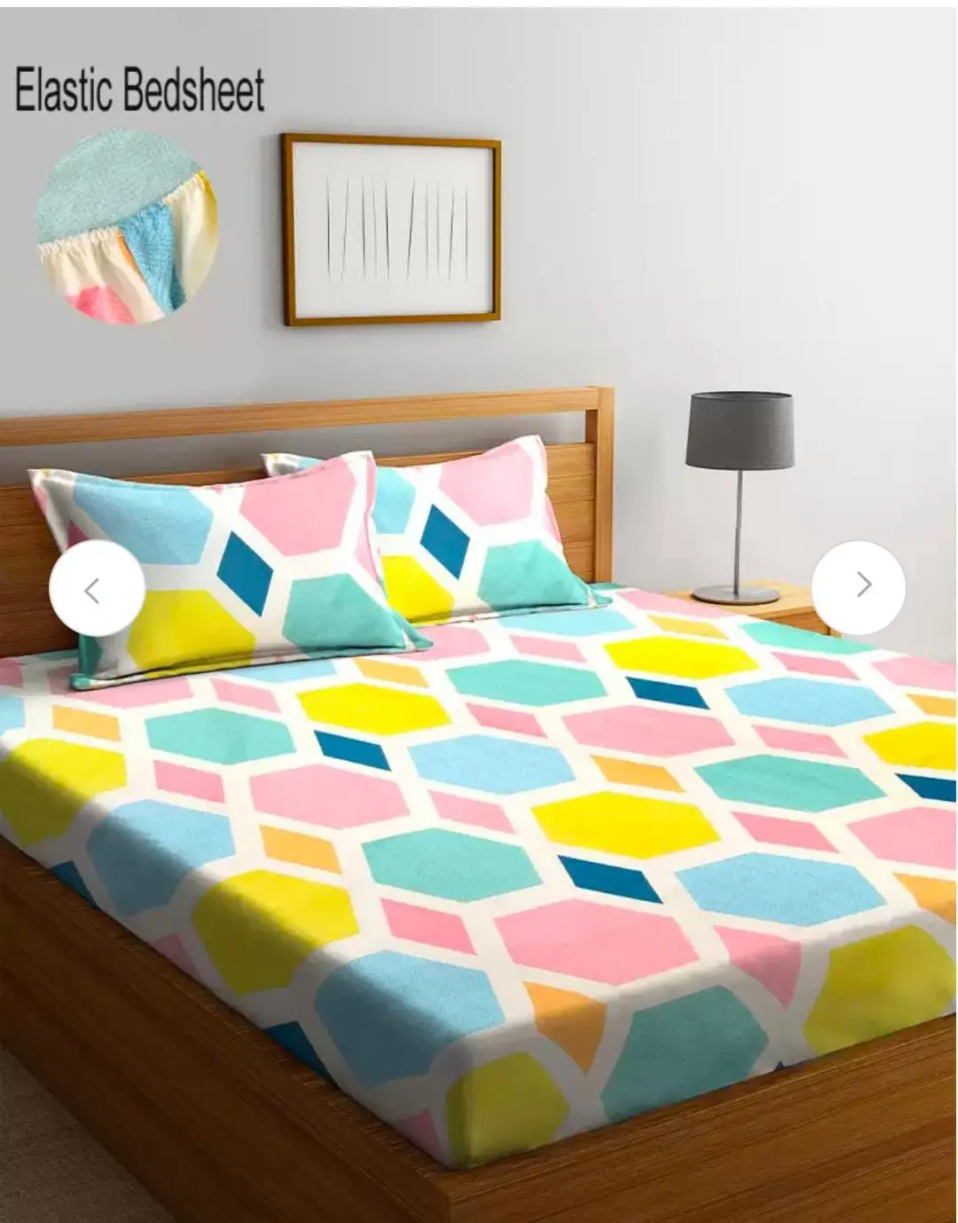homdazal Microfibre Geometric Fitted ( Queen Size ) - Multi j white