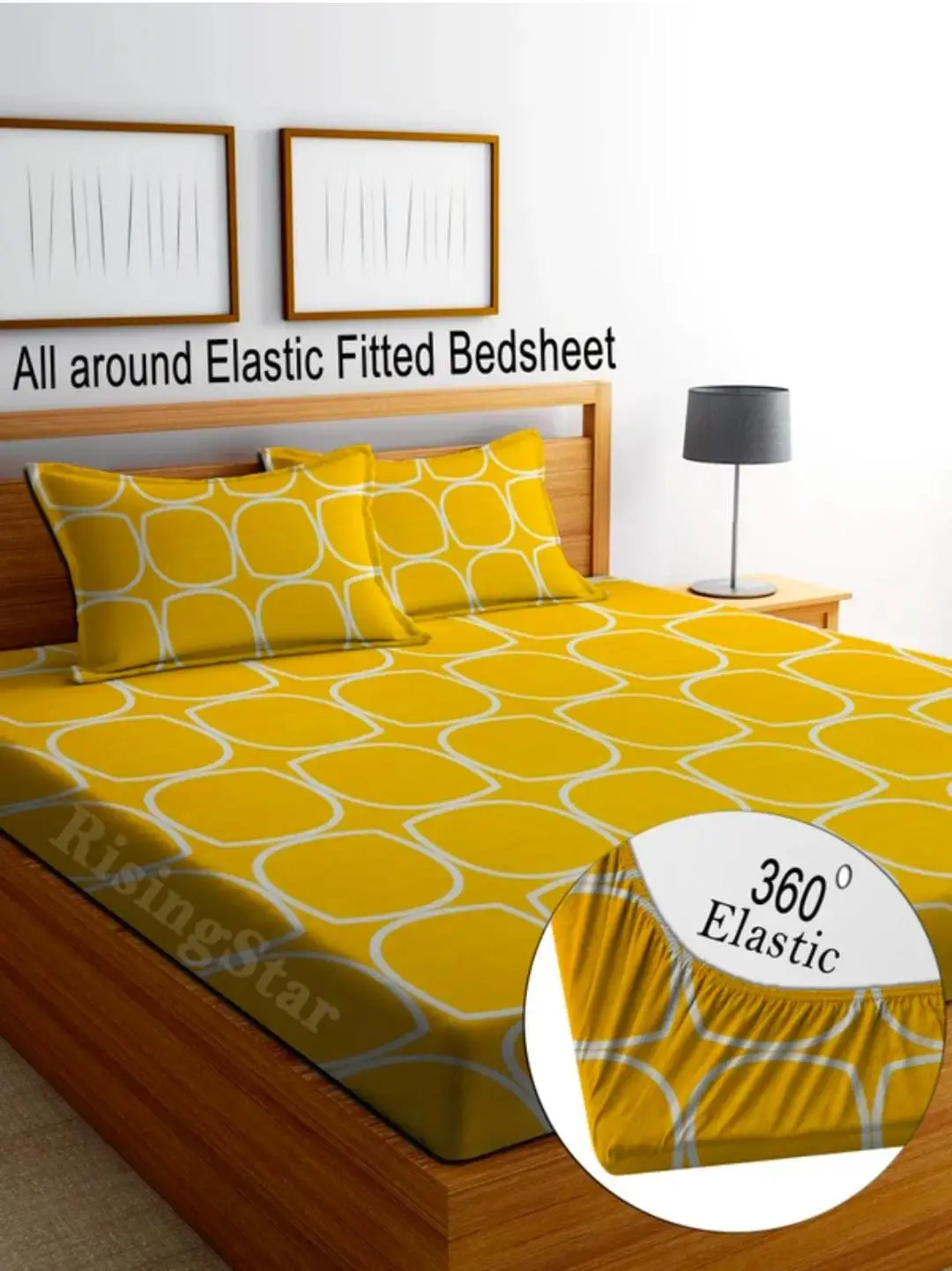 homdazal Microfibre Geometric Fitted ( Queen Size ) - Multi k white
