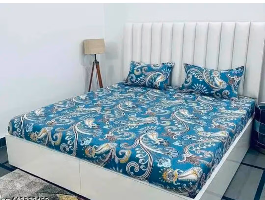 homdazal Microfibre Ethnic Fitted ( Queen Size ) - Multi l white