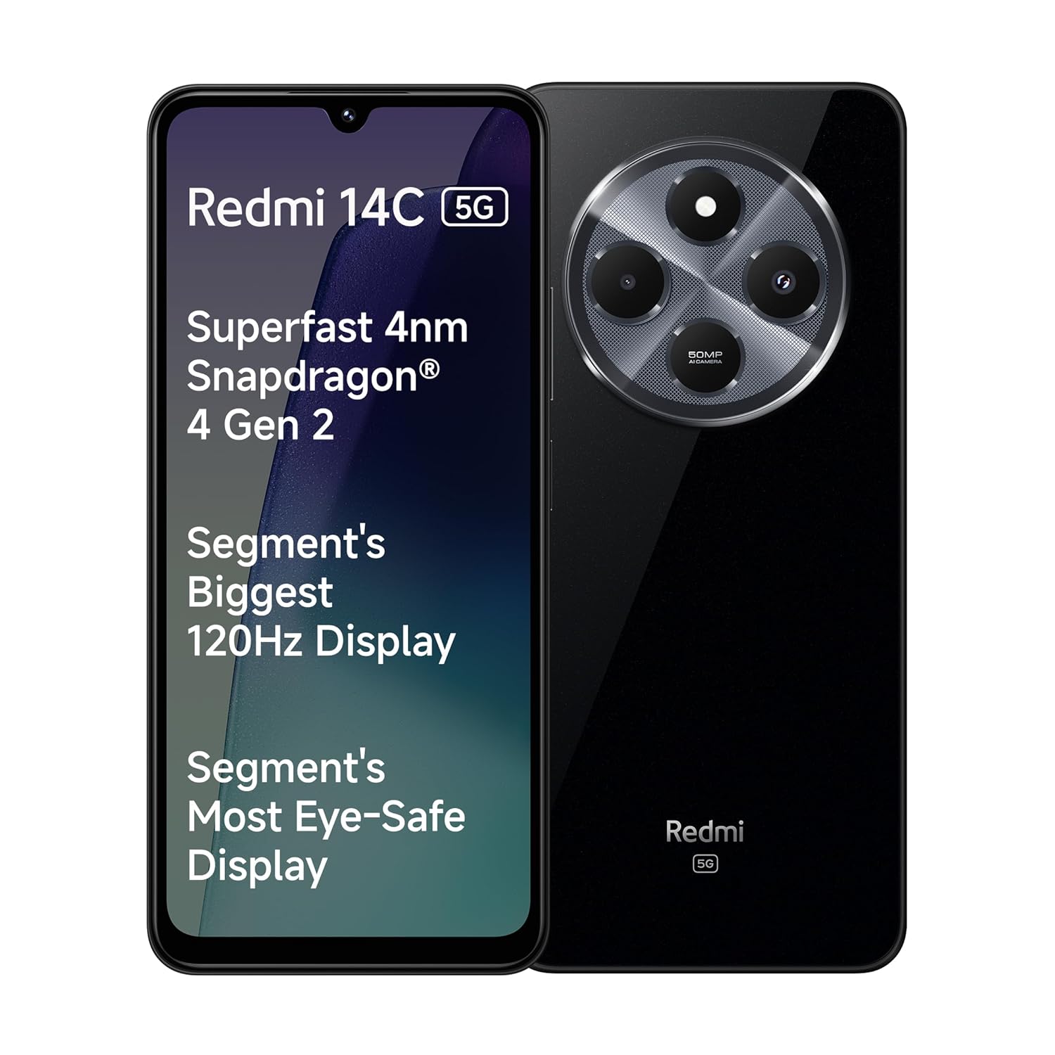 Redmi 14C 5G (Stargaze Black, 6GB RAM, 128GB Storage) | Superfast 4nm Snapdragon 4 Gen 2 | 120Hz 17.47cm (6.88) Display | 5160mAh Battery | 50MP Dual Camera | Premium Starlight Design - Mobile Phone | Buy online on ZillyBuy