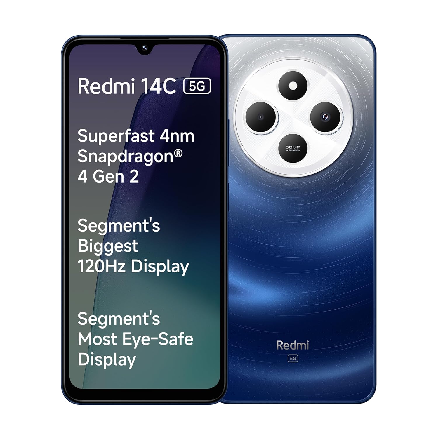 Redmi 14C 5G (Starlight Blue, 4GB RAM, 64GB Storage) | Superfast 4nm Snapdragon 4 Gen 2 | 120Hz 17.47cm (6.88) Display | 5160mAh Battery | 50MP Dual Camera | Premium Starlight Design - Mobile Phone | Buy online on ZillyBuy
